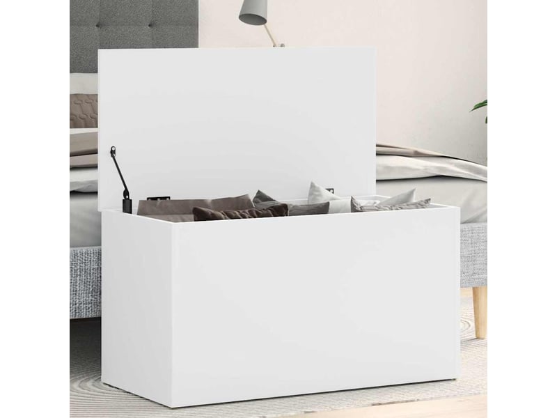 Coffre de rangement blanc 84x42x46 cm bois d'ingénierie - Conforama C