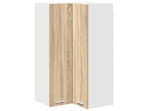 Meuble de rangement cuisine, armoire suspendue chêne sonoma et blanc 57x57x100cm