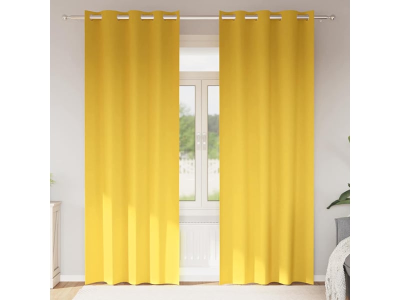 Lot de 2 rideaux occultants, rideaux black-out avec anneaux jaune moutarde polyester cf44681 - Conforama B