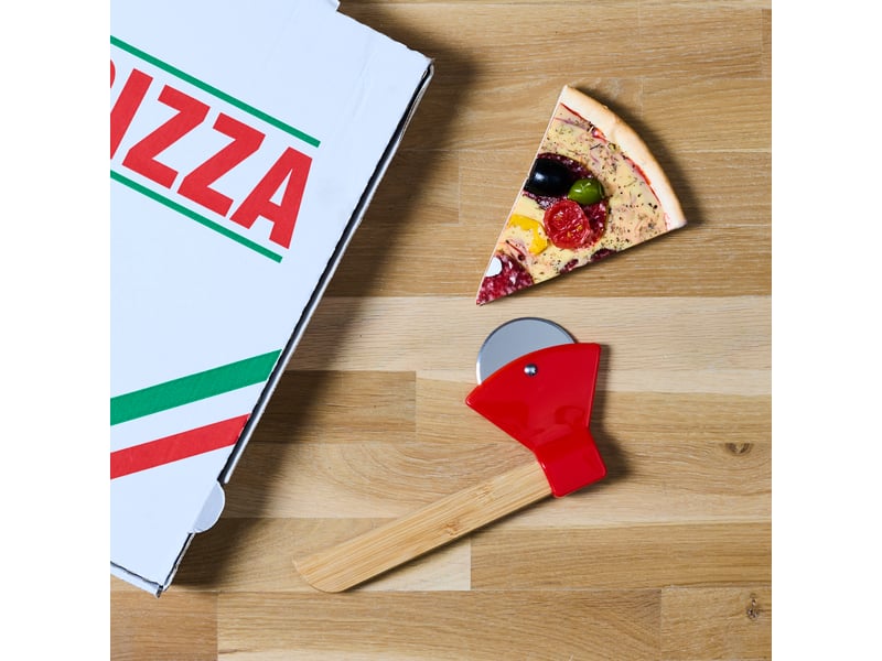  Roulette à pizza en bois hache 21cm rouge  - Conforama E
