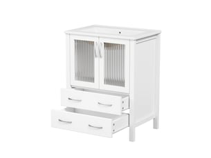 Meuble sous-vasque 61 cm avec vasque céramique blanc brillant 61 x 47 x 86 cm