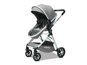 Poussette 2 en 1 80x62x103 cm réversible gris antique