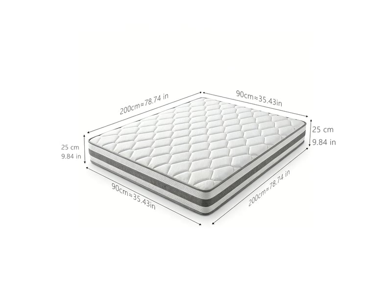  Matelas une personne 90x200 cm h4, blanc, ressorts ensachés et mousse confort, soutien à 7 zones pour adulte  - Conforama B
