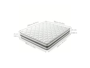 Matelas 90x200 cm <strong>DESVIAE</strong>  <strong></strong> Ressorts ensachés + mousse soutien Très ferme épaisseur 25 cm