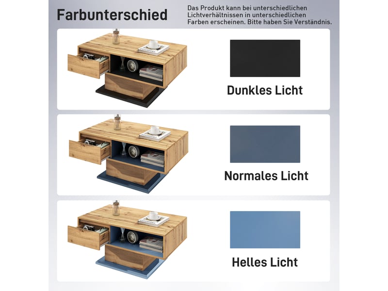  Table basse effet bois 100x50x40 cm, tiroir sans poignée, double rangement, pratique et moderne  - Conforama D