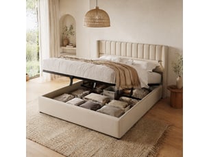 Lit coffre 140x200 cm EVRYAE coloris beige