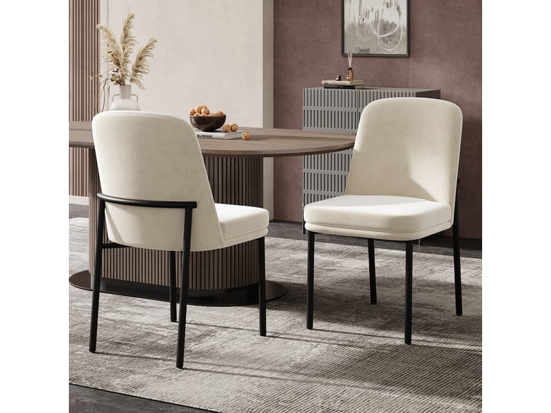  Lot de 2 chaises en velours coloris beige chaise beige - Conforama B