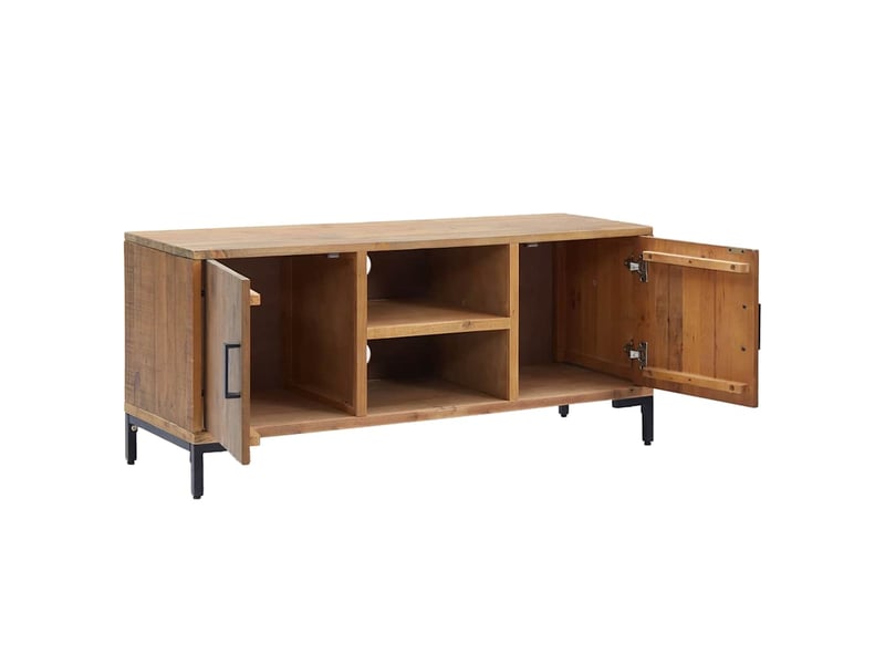  Meuble tv - banc tv - meuble de rangement marron 110x35x48 cm bois de pin massif  - Conforama D