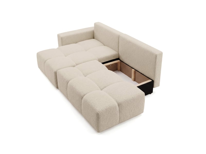  Celine - canapé d'angle fixe convertible 4 places en bouclette  - Conforama D