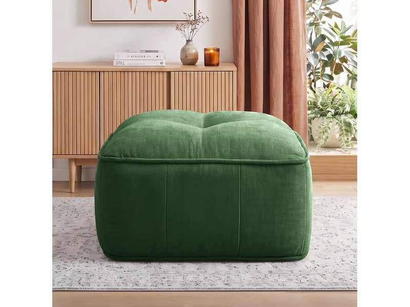 Pouf repose-pieds 76x69x46 cm en polyester vert - Conforama B