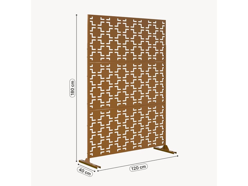 Cloison de séparation basciano pour extérieur et intérieur acier galvanisé 180 x 120 x 40 cm marron casa.pro Basciano - Conforama E
