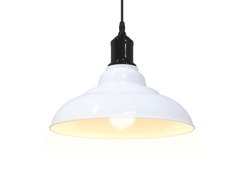  Lampe suspendue, suspension luminaire réglable hauteur e27 blanc brillant ø31cm métal  - Conforama E