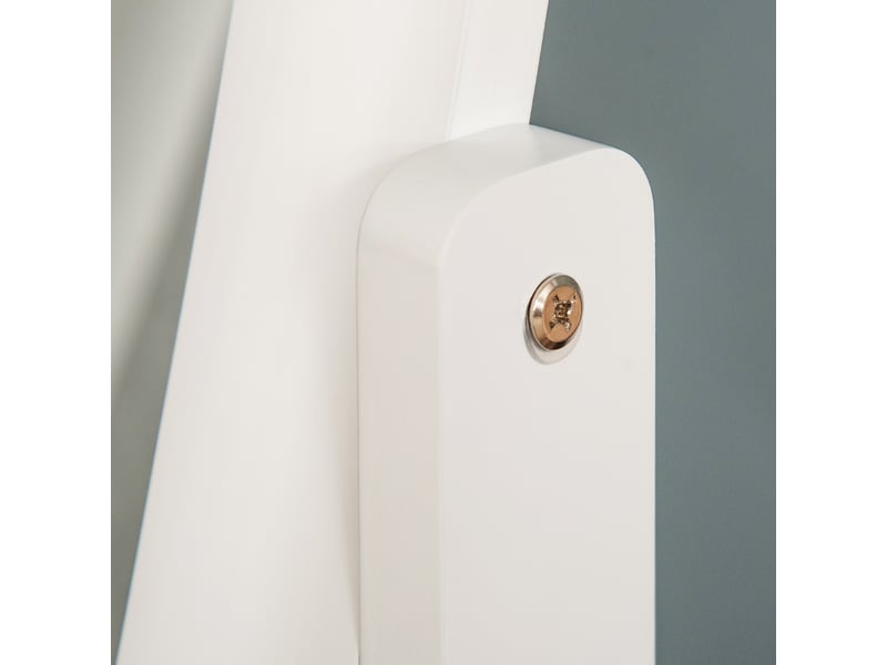  Miroir à pied ovale style shabby chic inclinaison réglable dim. 48l x 46l x 147h cm mdf blanc  - Conforama R