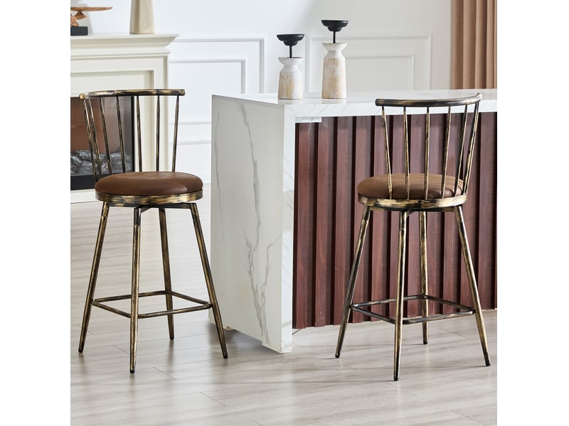  Tabouret de bar moderne en métal style windsor avec assise rembourrée pour îlots de cuisine, bars et restaurants  - Conforama C