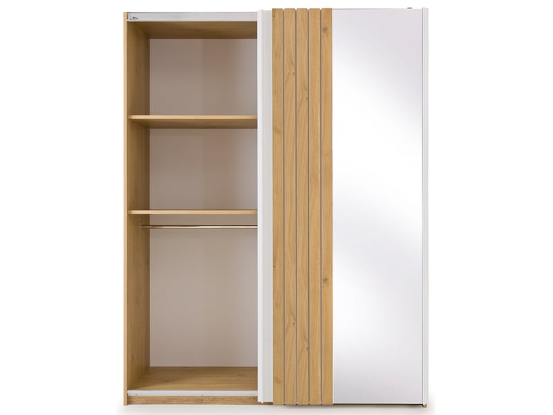 Armoire 2 portes coulissantes AMSTERDAM effet bois naturel et blanc