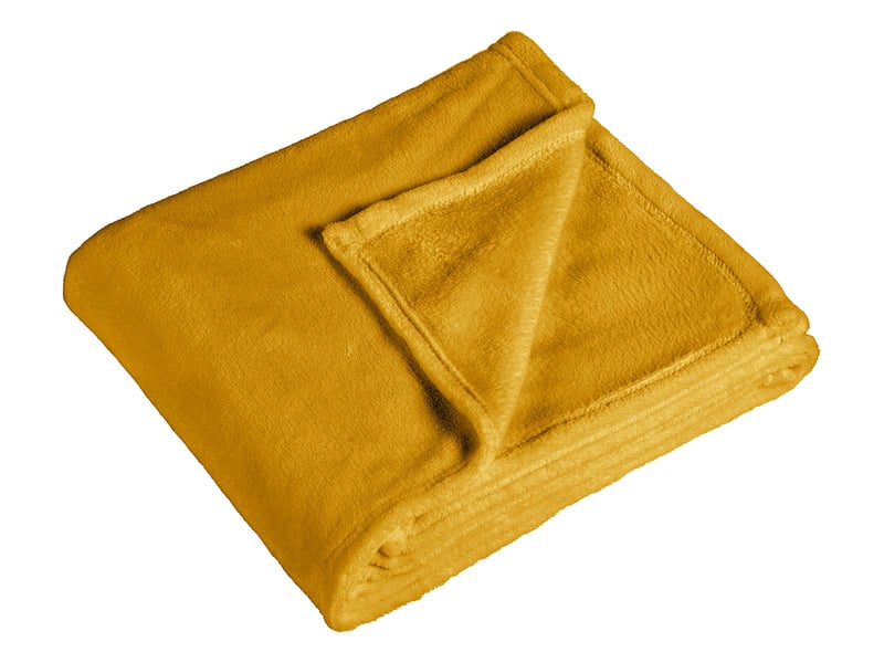 Plaid Uni En Flanelle Atmosphera – 180 X 230 Cm, Jaune Moutarde, 100% Polyester - 7